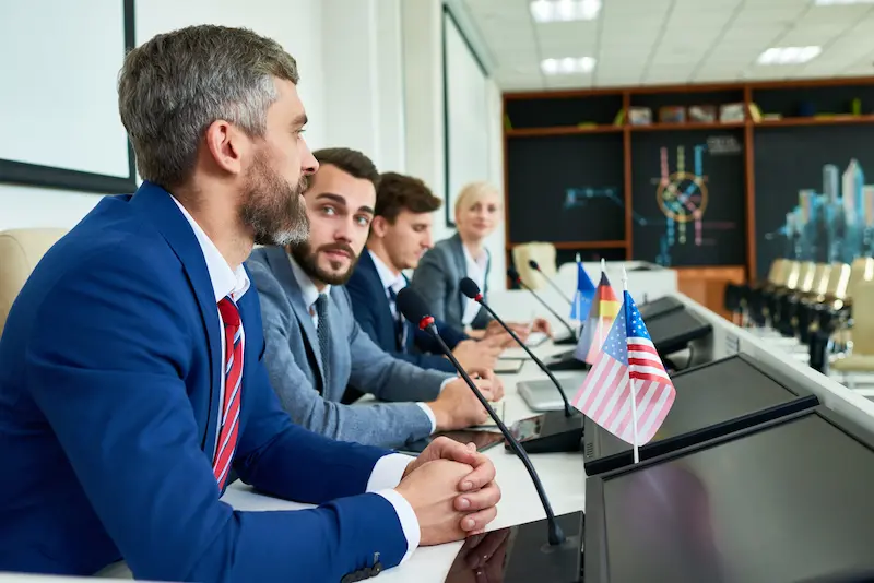 Public sector and government leaders in a briefing