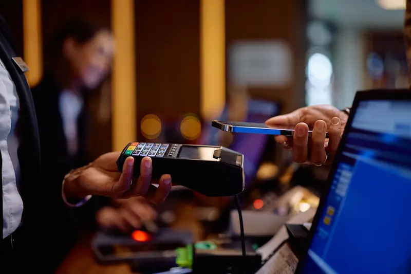 Financial services and payments — customer paying by smartphone